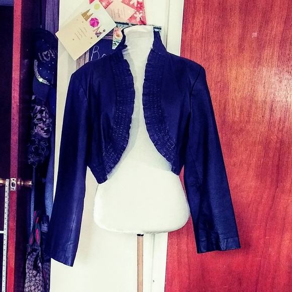 Ashley Stewart Jackets & Blazers - Ashley Stewart Black Leather Bolero Jacket